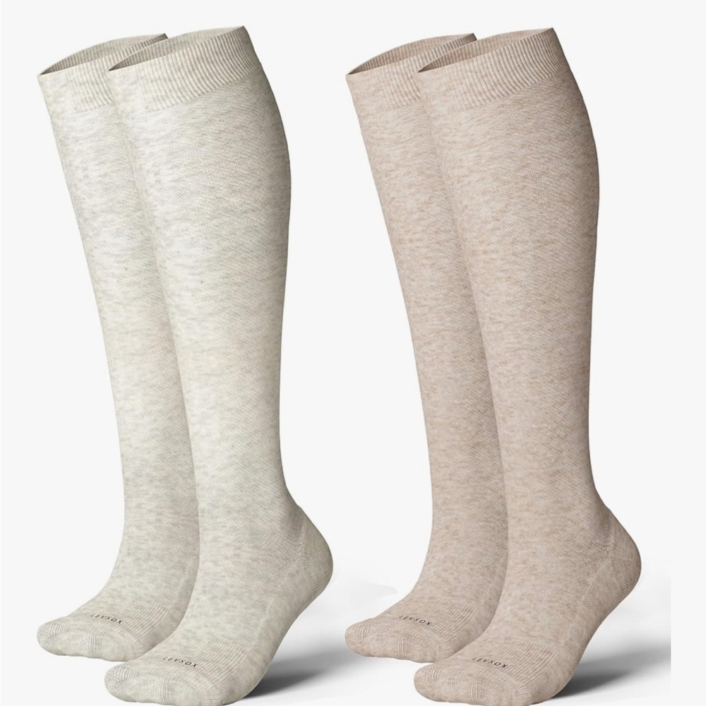 Women's Beige and Cream Knee-High Socks